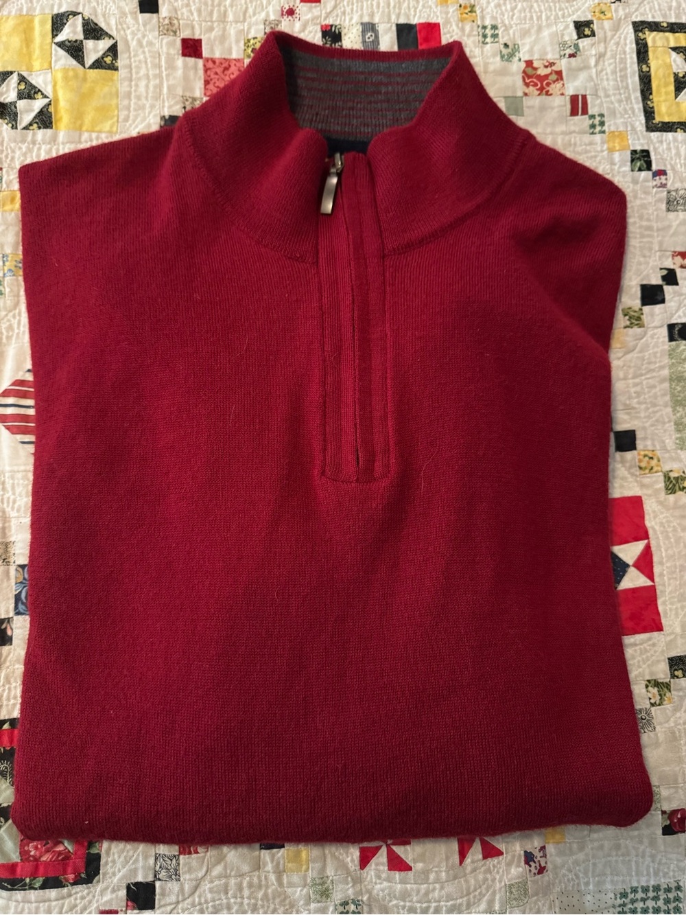 Club Room Merino Wool Men's Zip-Up Sweater in Deep Wine Red